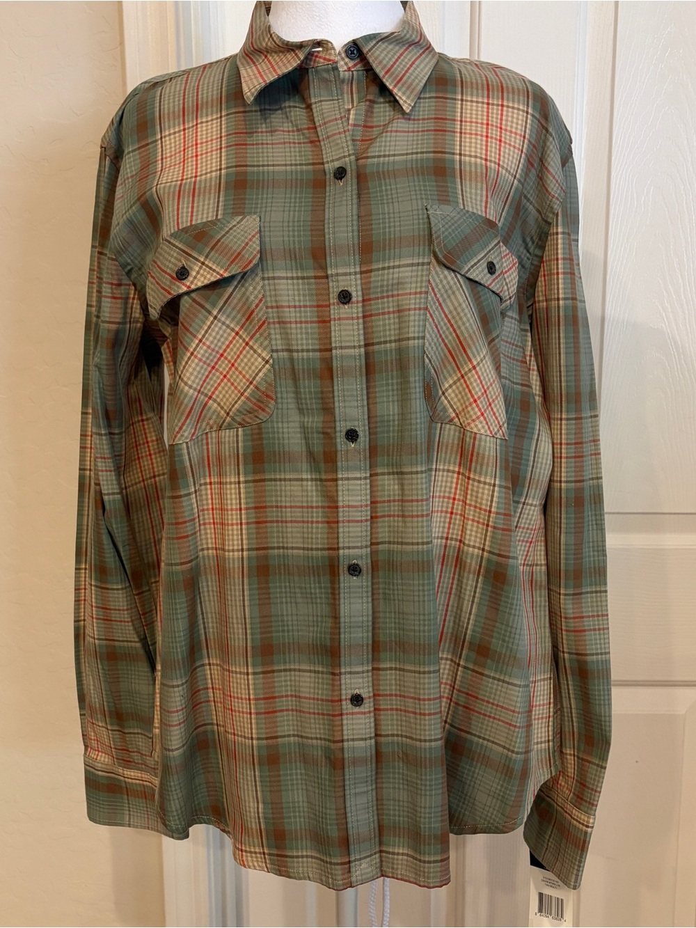 Chaps Denim Womens NWT Green Plaid Button-Up Shirt Size XL